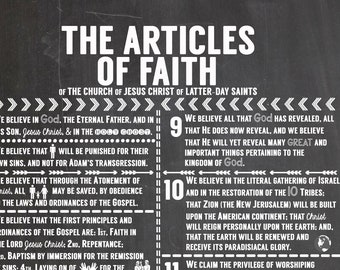 The Articles of Faith LDS Chalkboard Digital Print Instant Download Light & Dark Versions