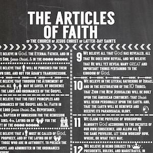 The Articles of Faith LDS Chalkboard Digital Print Instant Download Light & Dark Versions