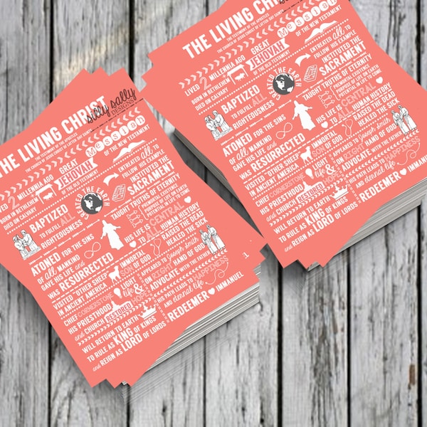 The Living Christ Excerpts HANDOUTS LDS Digital Printable Instant Download Coral