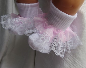 Ruffled Lace Socks Baby-Toddler-Little Girls Socks Girls Easter Socks Frilly Lacy Sock Infant Socks Wedding-Christening Socks Pageant Socks
