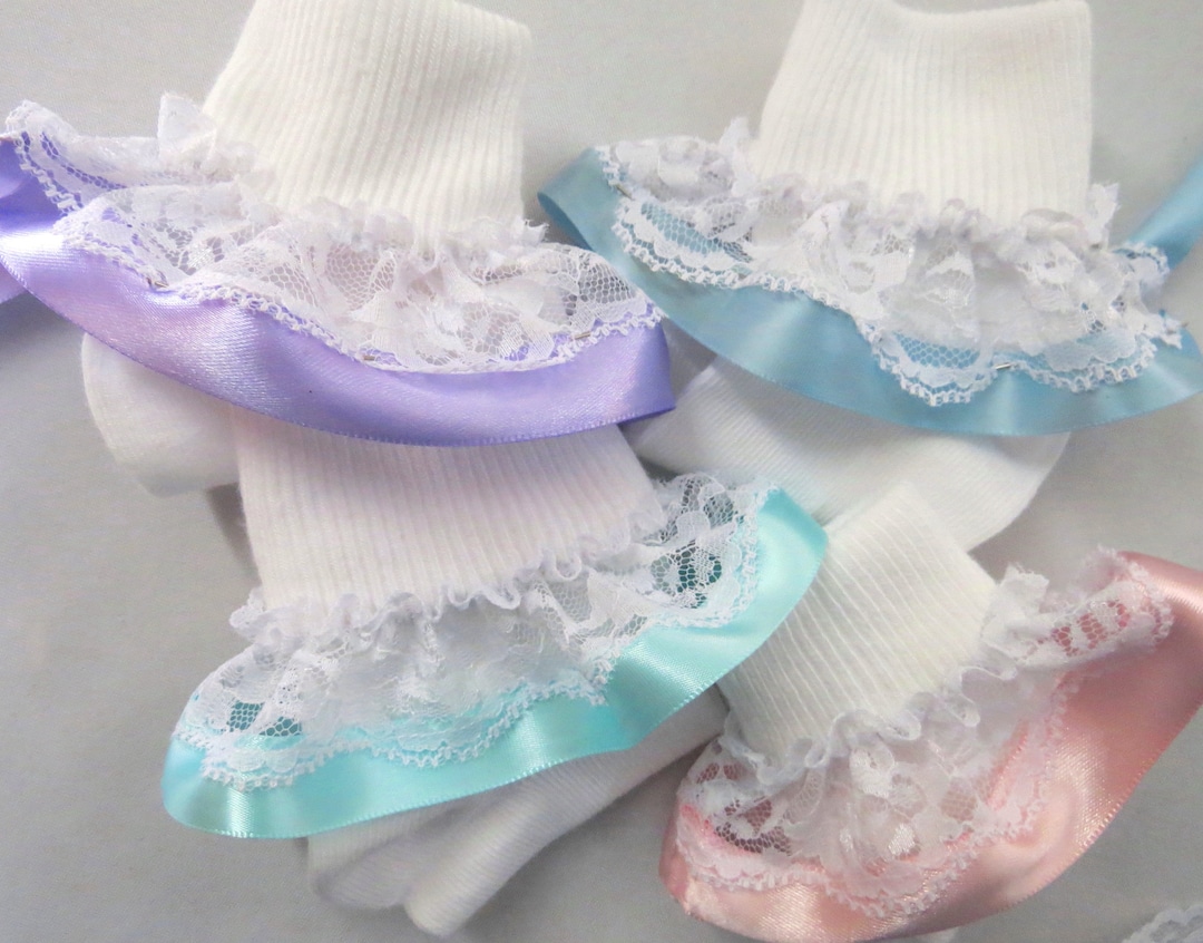 Lot de 3 paires de chaussettes à volants confortables en dentelle pour grandes filles (B, 4-6 ans