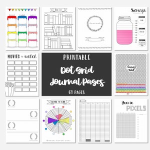 Journal Pages Dot Grid Printable Page Collection Hand Drawn Style Bundle Printable Templates Dotted Grid image 1