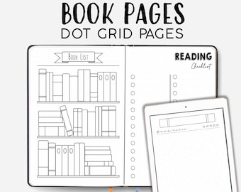 Bookshelf Journal Pages - Bullet Planner Dot Grid - Books - Reading - Printable - Template - A5 - A4 - US letter