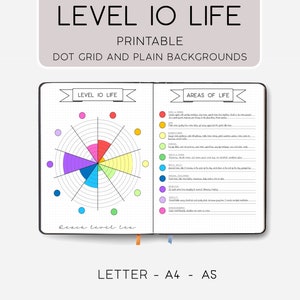 Level 10 Life - Bullet Planner - Journal Pages Goal Planner  - Printable - Dot Grid
