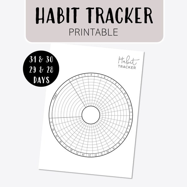 Habit Tracker - Dot Grid Journal- Circle habit tracker - Bullet Planner - Circular Printable - Digital