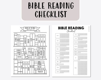 Bible Reading Checklist - Books of the Bible Bookshelf - Dot Grid  - Old Testament - New Testament