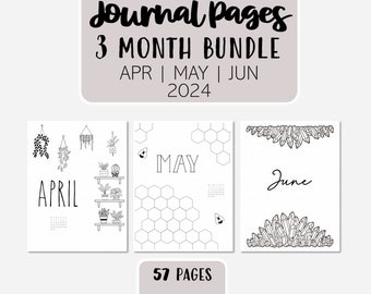 2024 Bullet Planner Journal Pages | 3 Month Bundle April May June | Dot Grid | Apr May Jun 24 | Journal Kit | Digital | Template