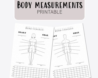 Bullet Planner Journal - Medición corporal - Plantilla - Seguimiento de objetivos - Pérdida de peso - Salud y fitness