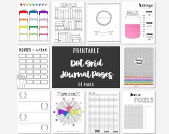 Journal Pages Dot Grid - Printable Page Collection - Hand Drawn Style - Bundle - Printable Templates - Dotted Grid