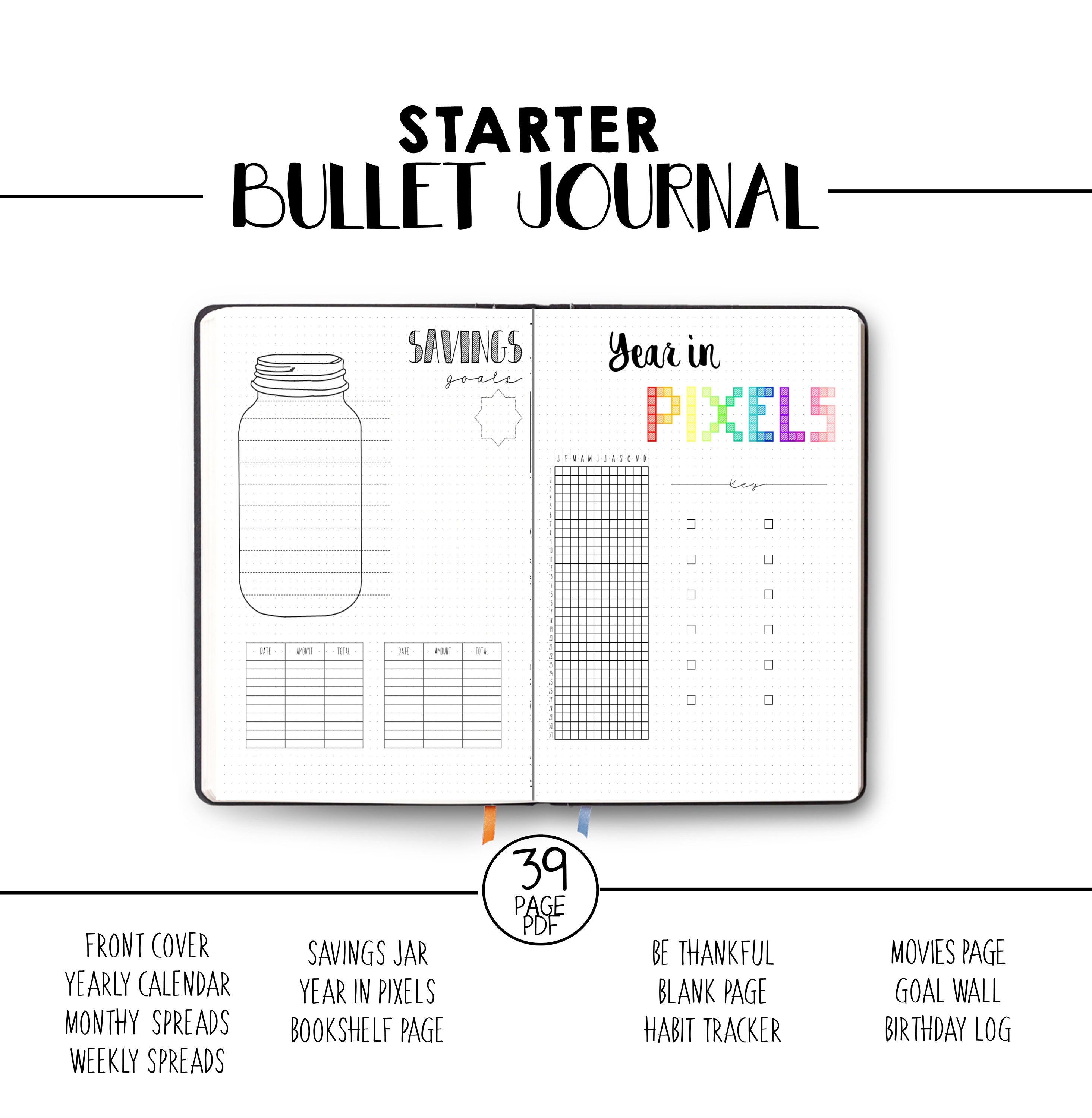 It is a picture of Adaptable Bullet Journal Template This is a graphic of Adaptable Bullet Journal Template