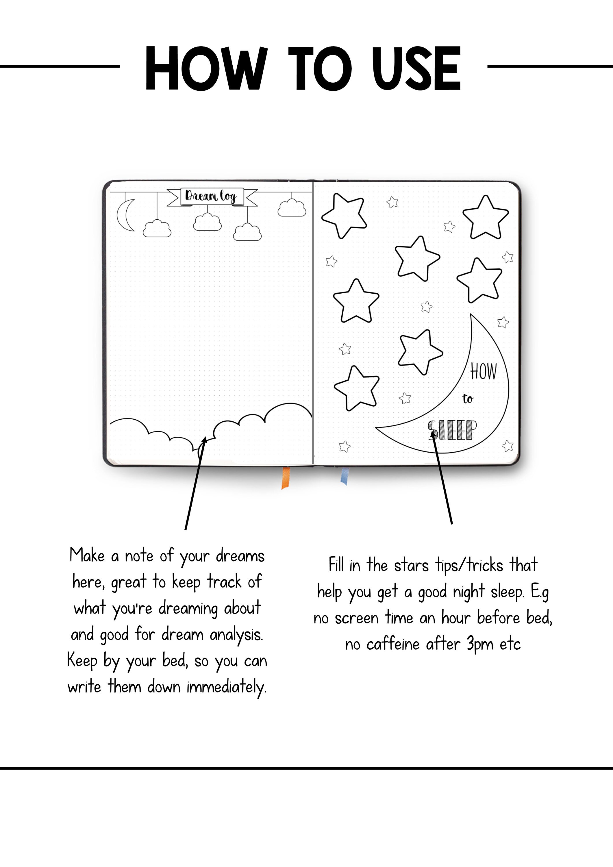 Sleep Journal Dream Log Dot Grid Template Printable Etsy UK