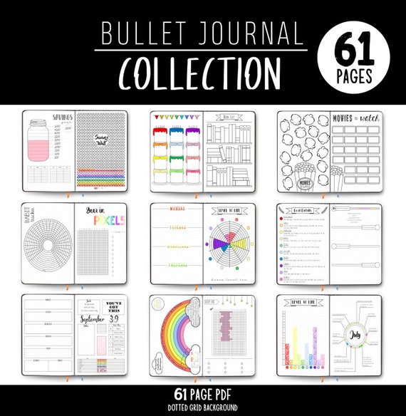 Bullet Journal Printable Page Collection Hand Drawn Style | Etsy