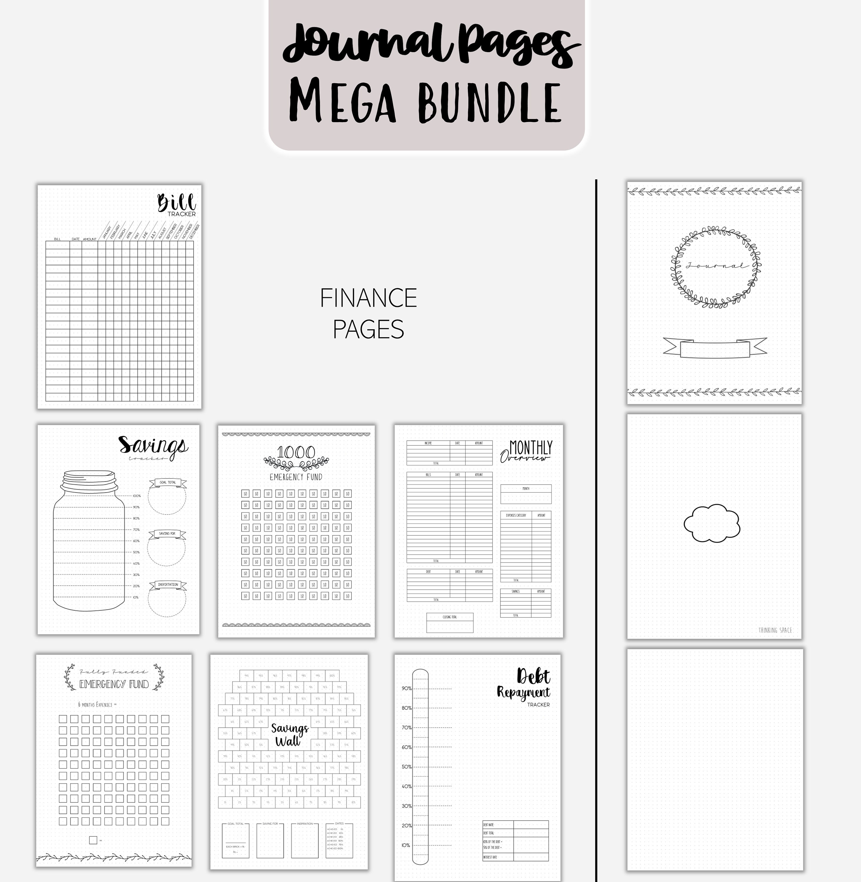 Bullet Planner Journal Pages - Junk Journal Dotted - Printable Template ...