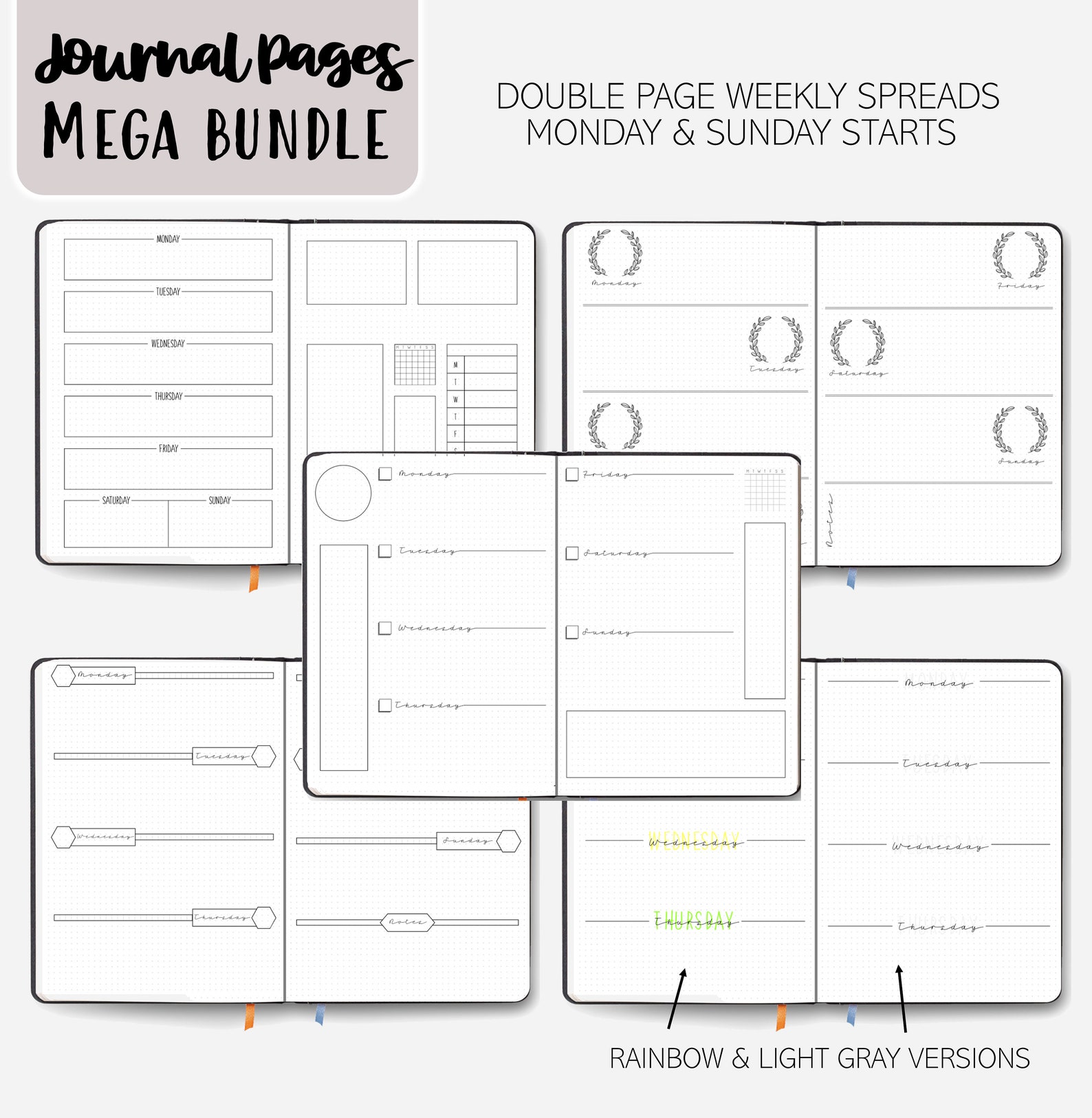 Bullet Planner Journal Pages - Junk Journal Dotted - Printable Template ...