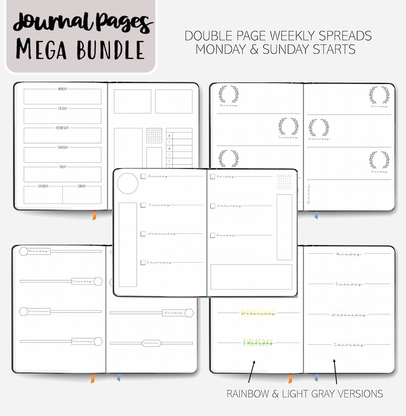 Bullet Planner Journal Pages - Junk Journal Dotted - Printable Template ...