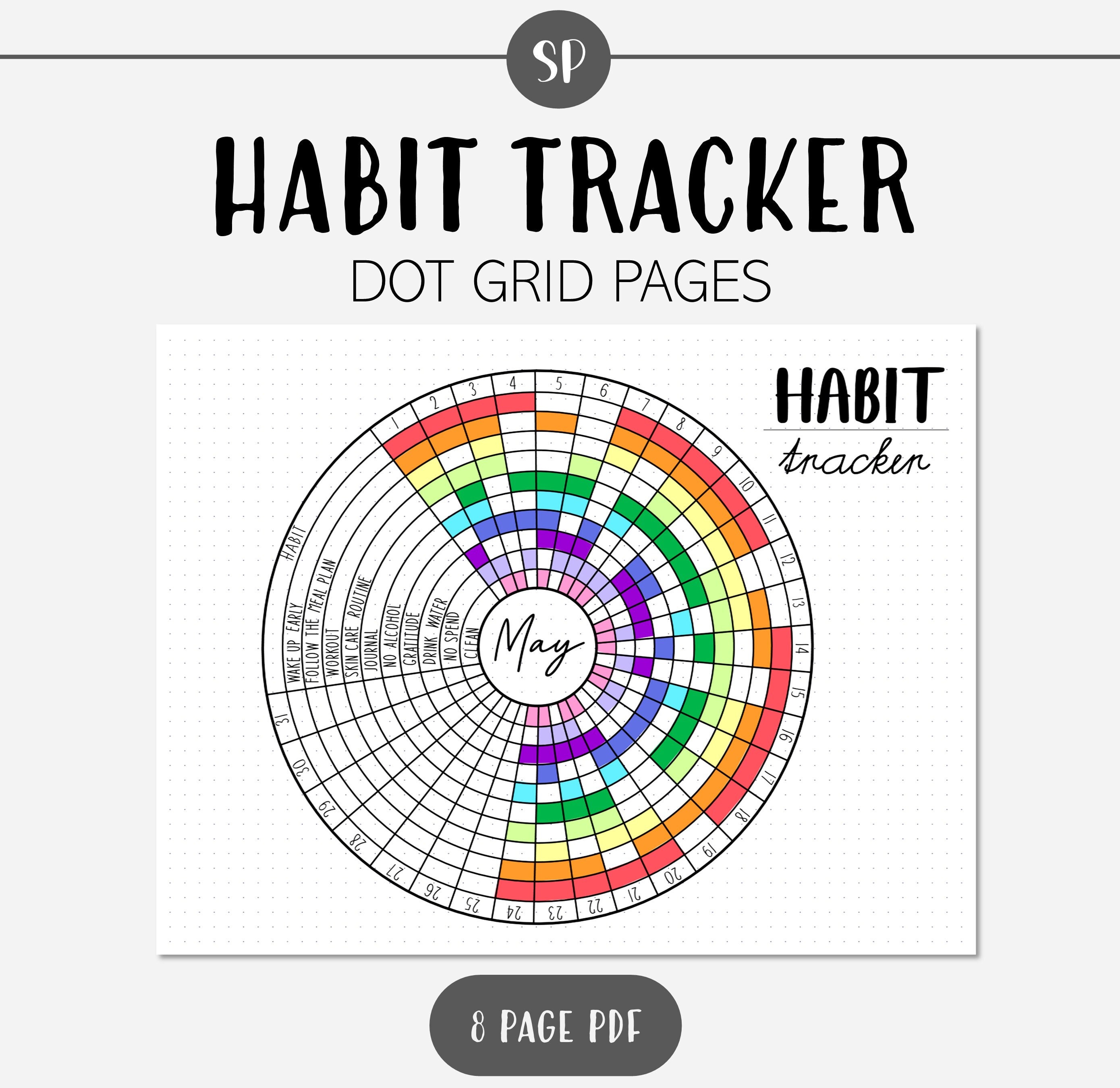 Bee Habit Tracker for BUJO, Dot Grid Journal Printable 