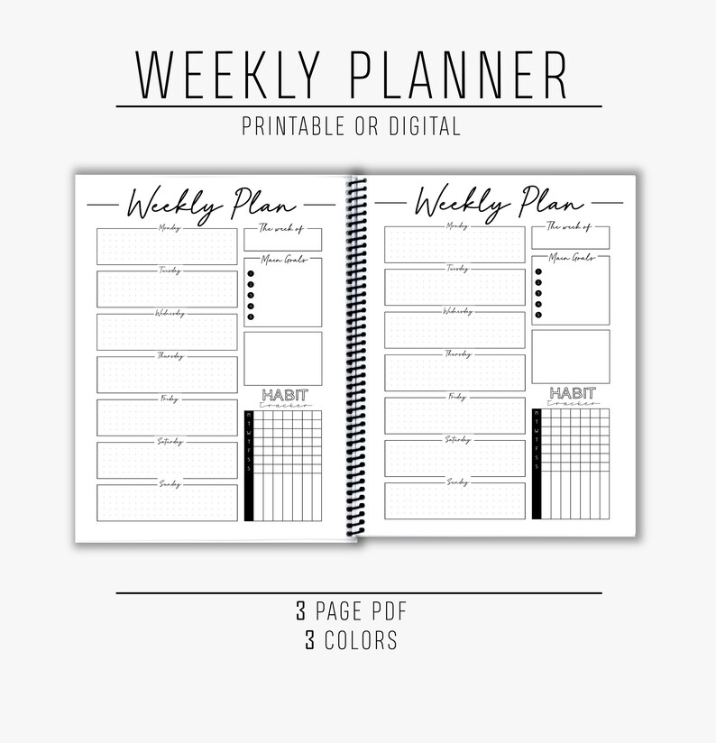 Weekly Planner Daily Planner Printable Digital image 1