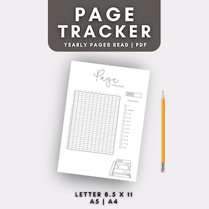 Può includere: Un tracker di pagine stampabile per registrare il numero di pagine lette ogni mese. Il tracker è progettato per un anno e include una griglia con 12 colonne per ogni mese e 52 righe per ogni settimana. Il tracker include anche una sezione per registrare il numero totale di pagine lette per l'anno.