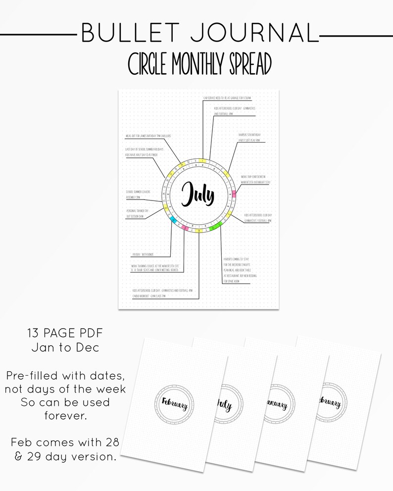 Bullet Journal Circle Monthly Template Round Monthly ... Bullet Journal Circle Monthly Template Round Monthly ...
