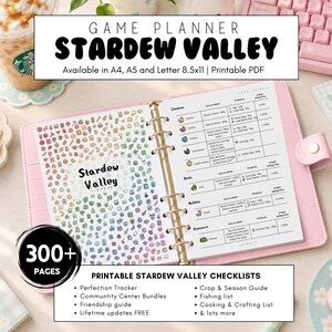 Stardew Valley Planner PDF | 300 Page Cozy Game Guide | Perfection Tracker, Villager Gift Guide, Fishing Crops | Printable Gaming Organizer