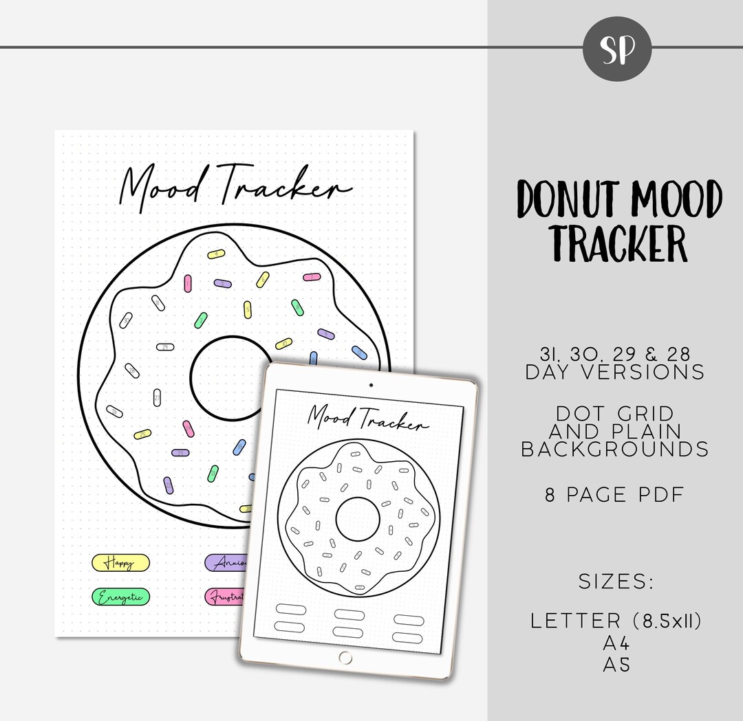 Mood Tracker Donut Dot Grid Pages Doughnut Printable Digital Dot Grid ...