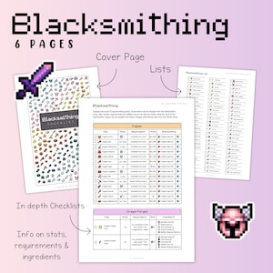 Peut inclure: Un ensemble de pages de liste de contr&ocirc;le de forgeage avec des listes d'articles d&eacute;taill&eacute;es, des statistiques, des exigences et des ingr&eacute;dients. La page de couverture pr&eacute;sente un graphique d'&eacute;p&eacute;e pix&eacute;lis&eacute;e. Le document comprend des listes et des listes de contr&ocirc;le approfondies.