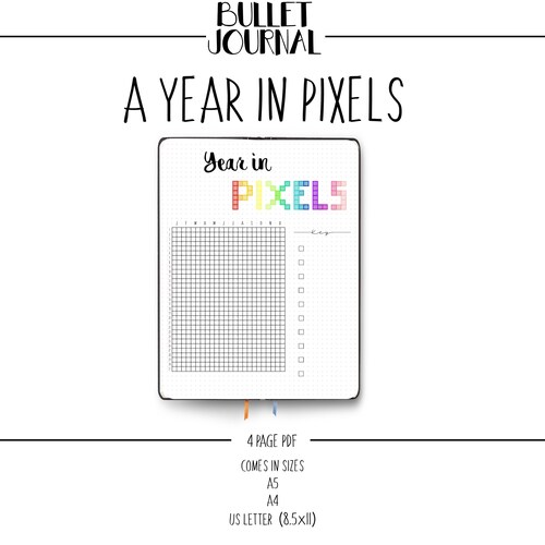 Year in Pixels Mood Tracker Printable Dotted Grid Template - Etsy UK
