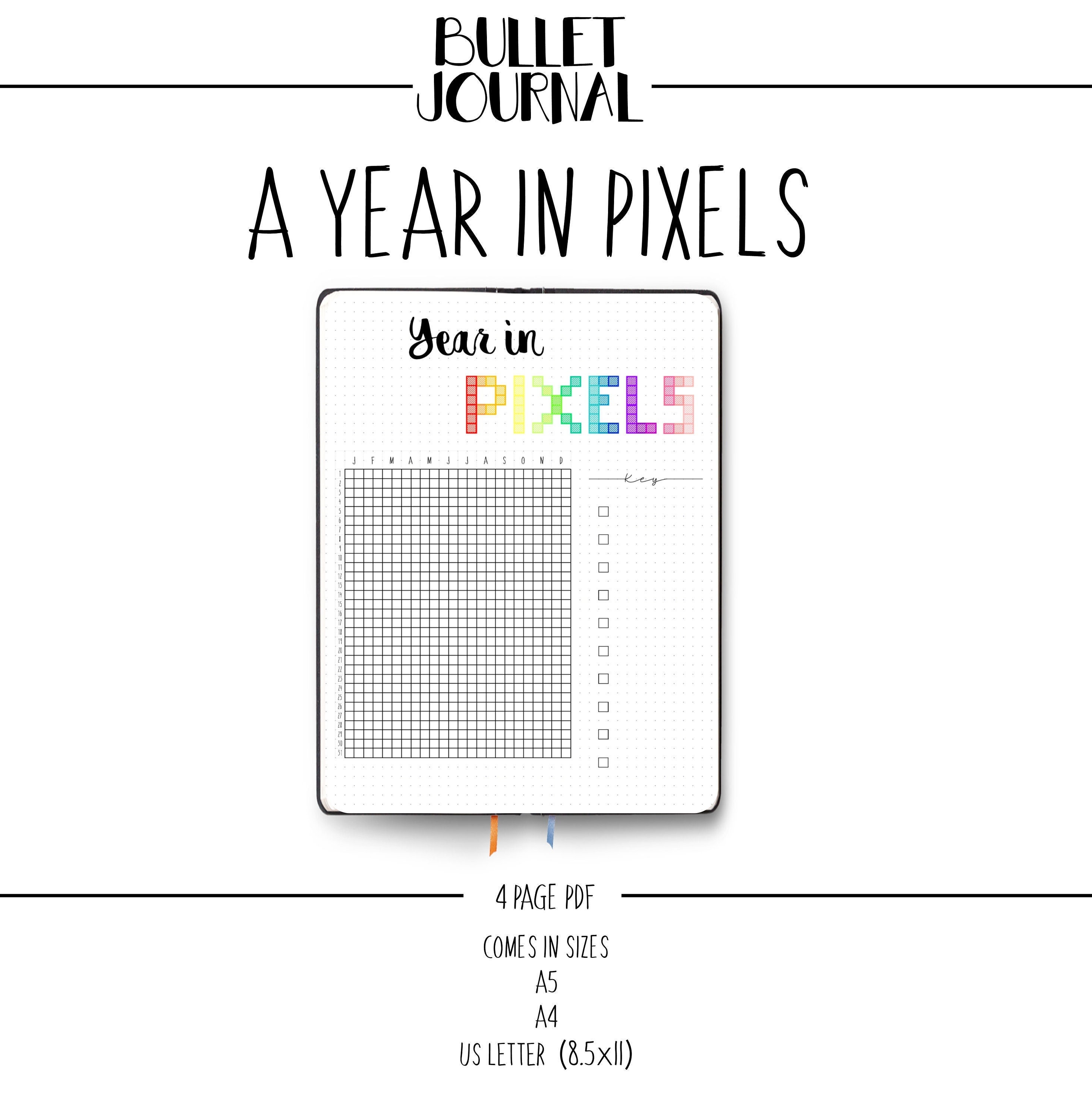 Year in Pixels Mood Tracker Printable Dotted Grid Template Etsy UK