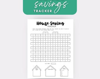 House Savings Tracker | House Deposit Fund | Save for a New House Home Savings Challenge Printable Saving Tracker Digital Printable Instant