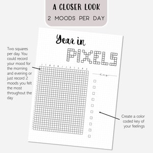 Year in Pixels - Mood Tracker - Bullet Planner Journal Pages ...