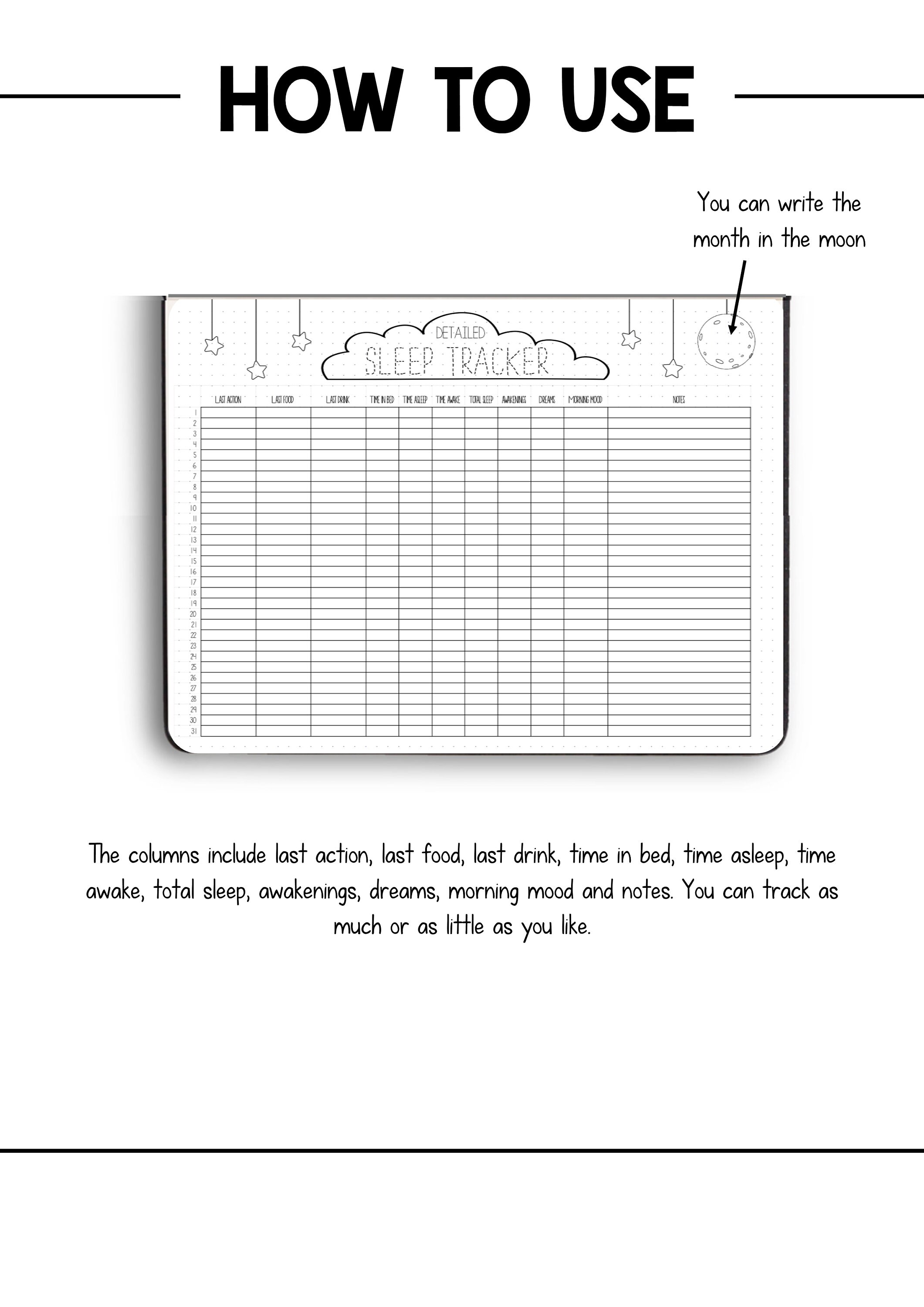 Sleep Journal Dream Log Dot Grid Template Printable Etsy UK