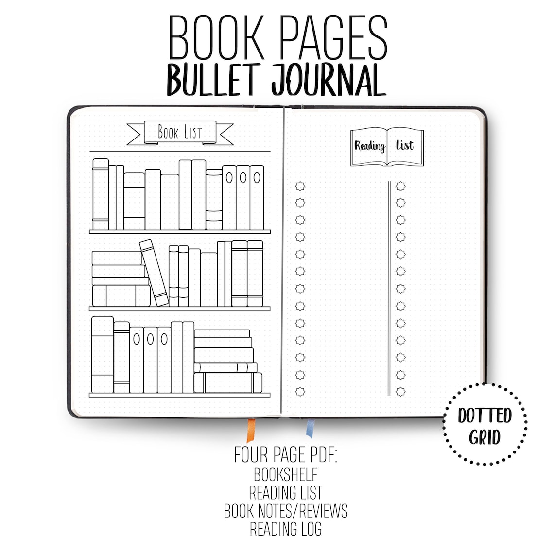Bullet Journal Bookshelf Books Reading Printable | Etsy