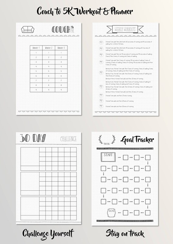 Bullet Journal Health And Fitness Planner Dotted Grid Etsy