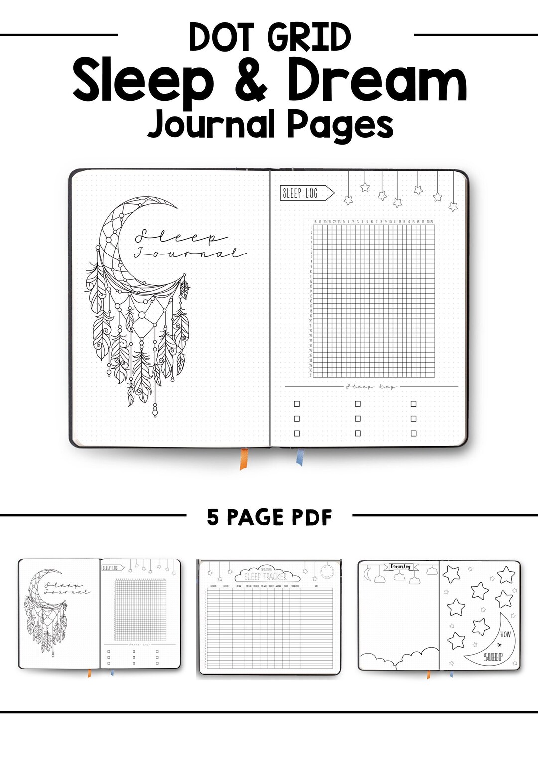 sleep-journal-dream-log-dot-grid-template-printable-etsy