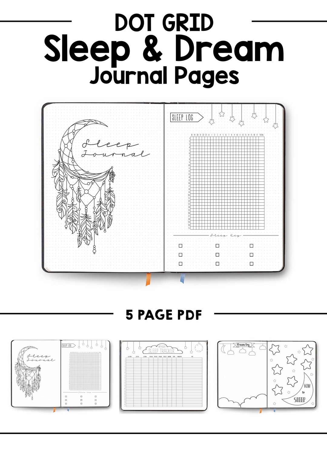 Printable Sleep Tracker, Minimal Sleep Journal, Fillable PDF, Bullet  Journal, Planner Inserts, Dream Journal, Sleep Log, Sleep Chart 