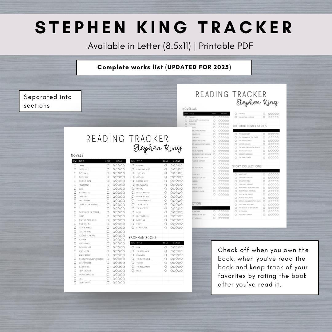 STEPHEN KING READING LIST 2025 visual data 8