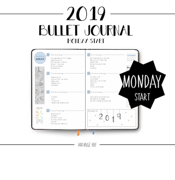 2019 Planner Bullet Journal Monday Start Printable | Etsy