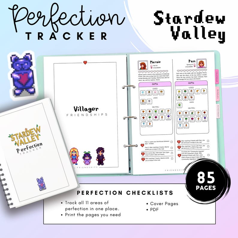 Stardew Valley Guide Perfection Printable Planner Shipping Checklist ...