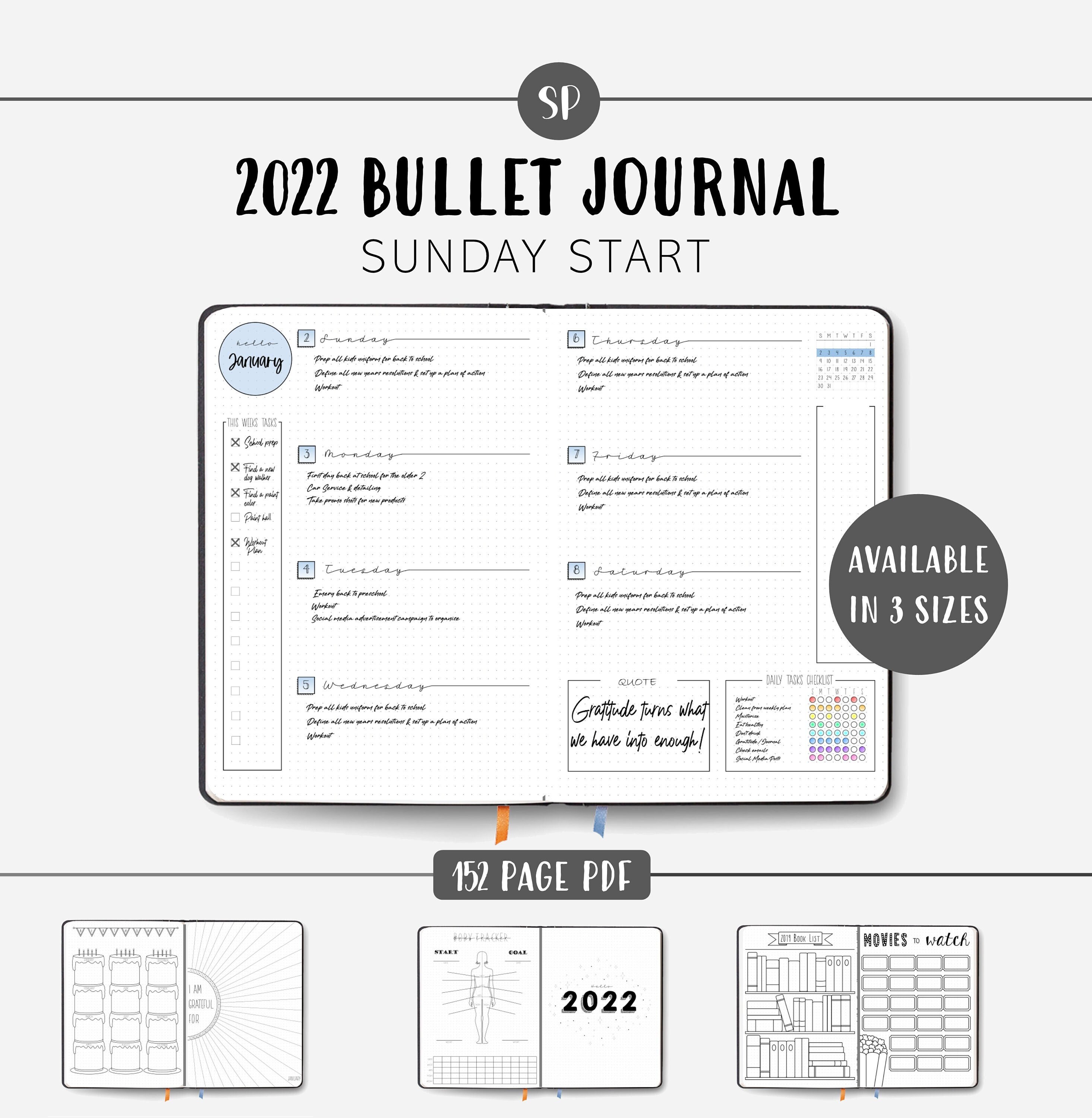 Paper BuJo Printable Inserts Bullet Journal Printable Pages August 2021 ...