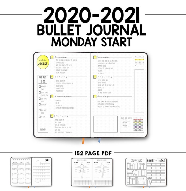 2020 2021 Mid Year Planner Bullet Journal Student Etsy