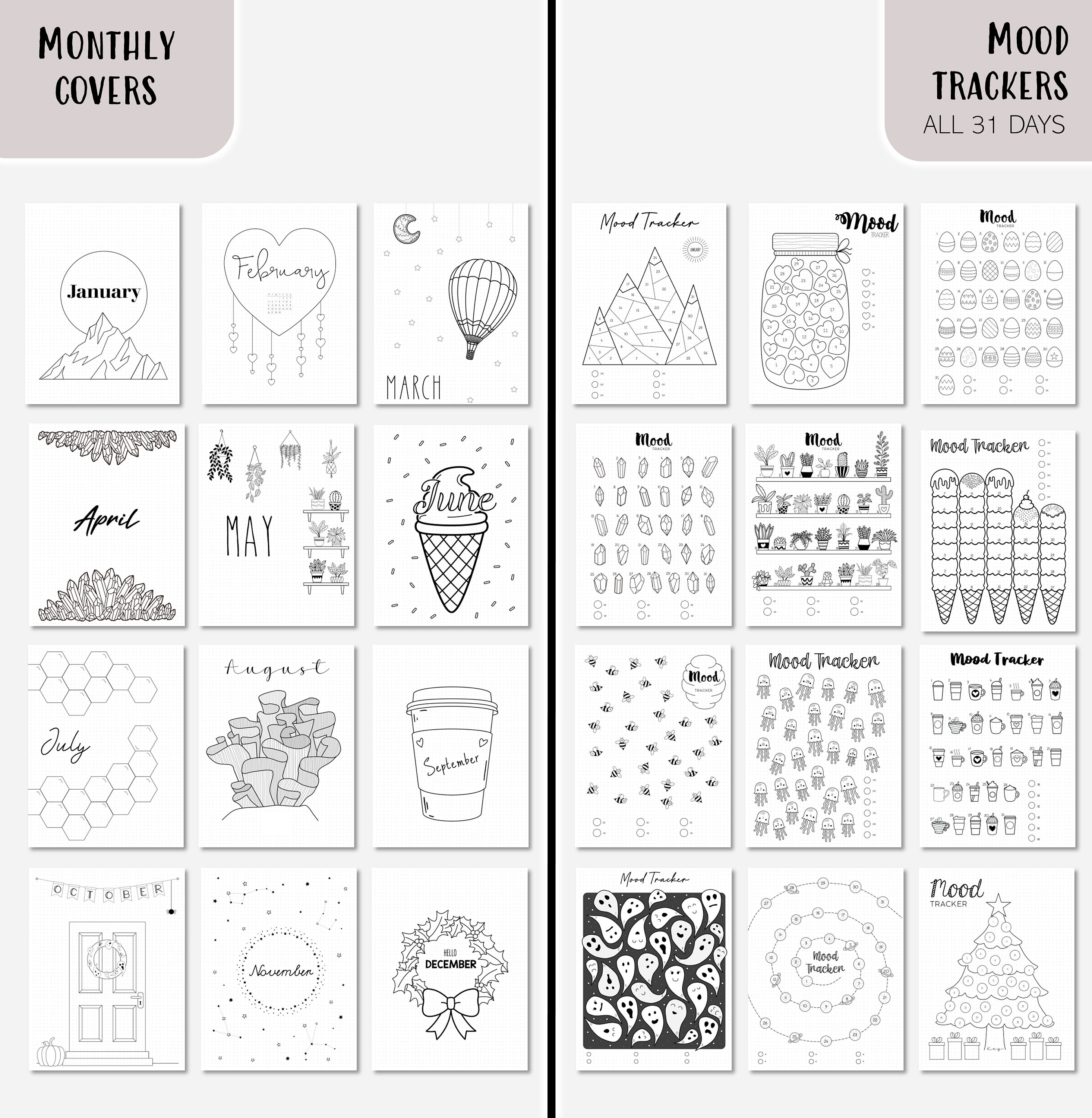 Bullet Planner Journal Pages - Junk Journal Dotted - Printable Template ...