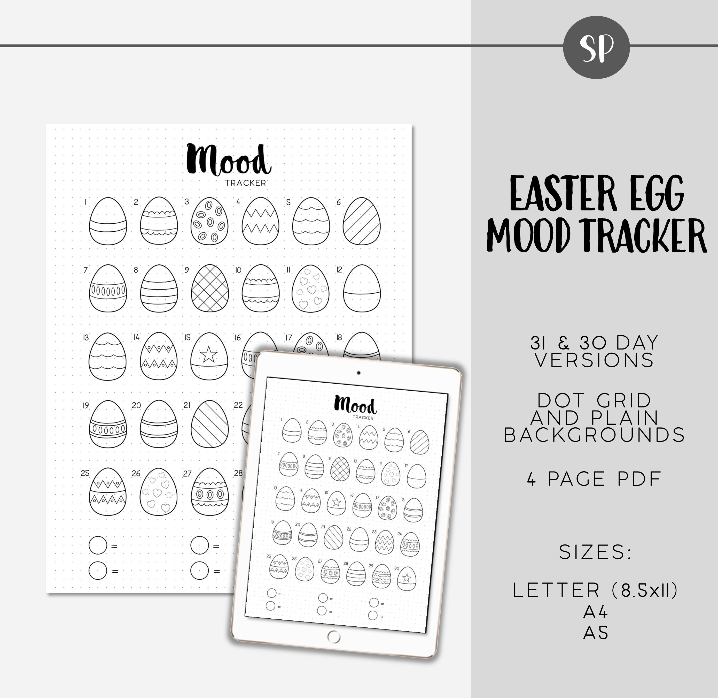 Easter Mood Tracker Bullet Dot Grid Pages March April Mood - Etsy