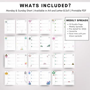 2026 Bullet Planner Journal Monthly Themed Color Version | Dot Grid | Printable | Monday Sunday Start | Download Template Digital Printable image 4