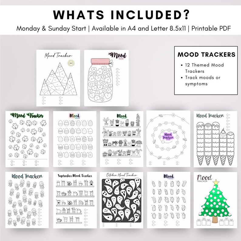 2026 Bullet Planner Journal Monthly Themed Color Version | Dot Grid | Printable | Monday Sunday Start | Download Template Digital Printable image 5