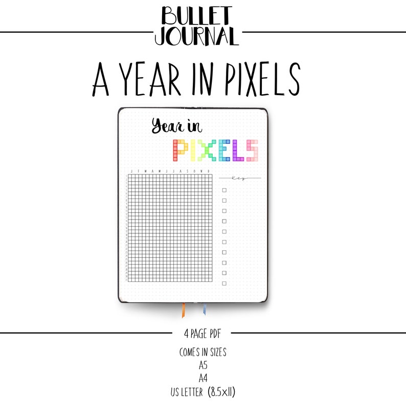 Bullet Magazine - Yr within Pixels - Temper Tracker BUJO Printable Dotted Grid Template picture regarding Year in Pixels Printable called Bullet Magazine - Yr within Pixels - Temper Tracker BUJO Printable Dotted Grid Template