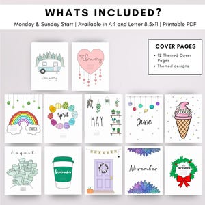 2026 Bullet Planner Journal Monthly Themed Color Version | Dot Grid | Printable | Monday Sunday Start | Download Template Digital Printable image 2
