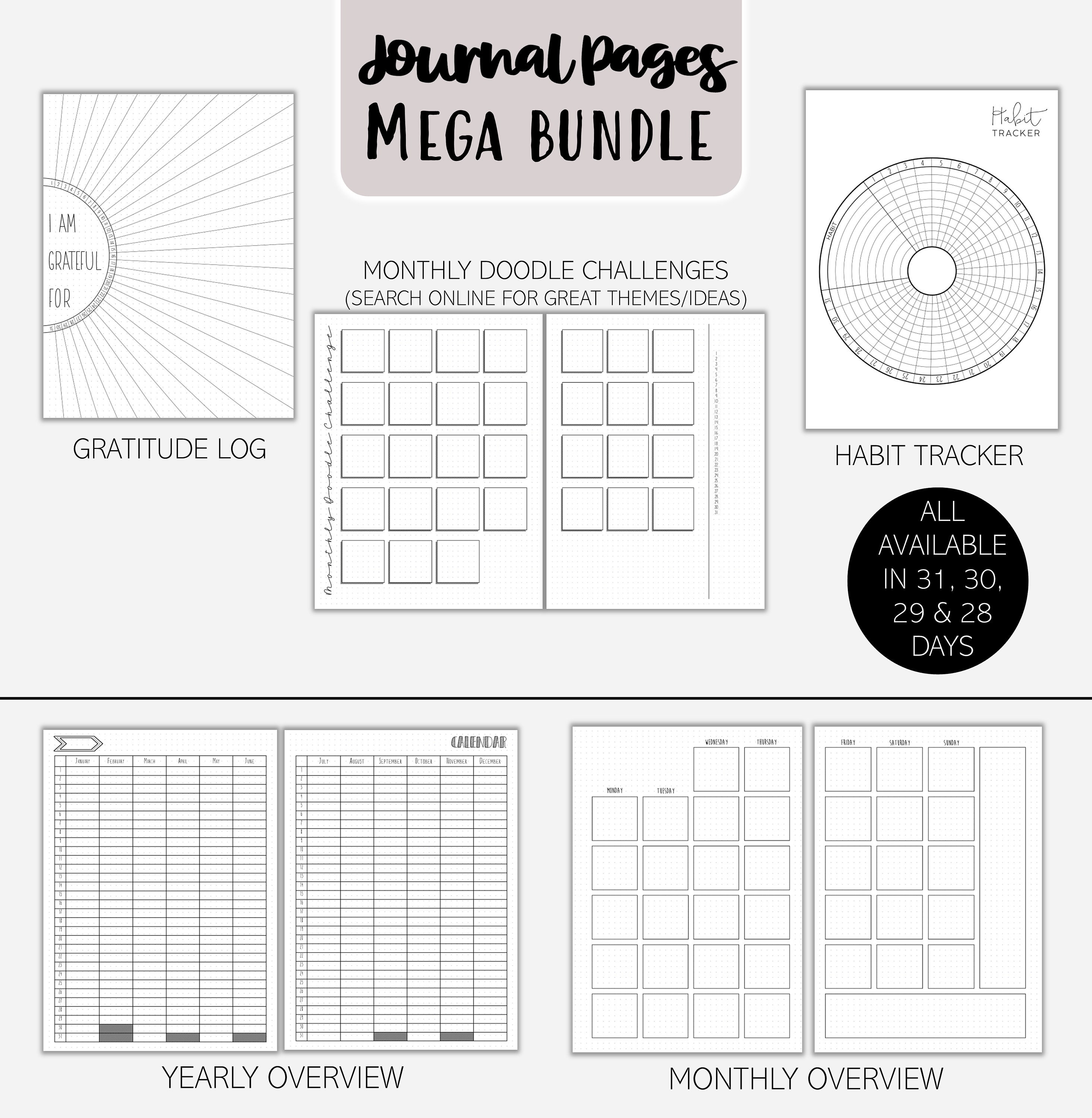 Bullet Planner Journal Pages - Junk Journal Dotted - Printable Template ...