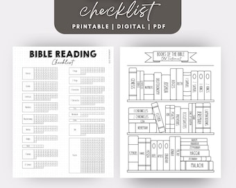 Bible Reading Checklist - Books of the Bible Bookshelf - Dot Grid  - Old Testament - New Testament