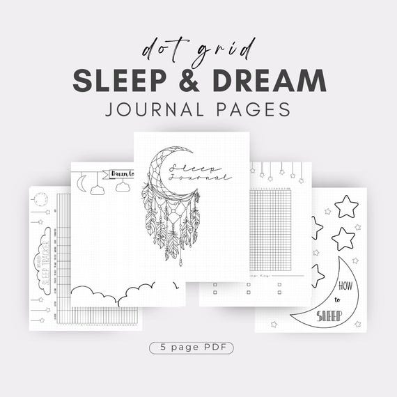 Sleep Log Dream Journal Dot Grid Template Printable Digital Bullet Planner Kit