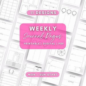 Journal Weekly Spread - Dot Grid - Bullet Planner - Templates - Printable